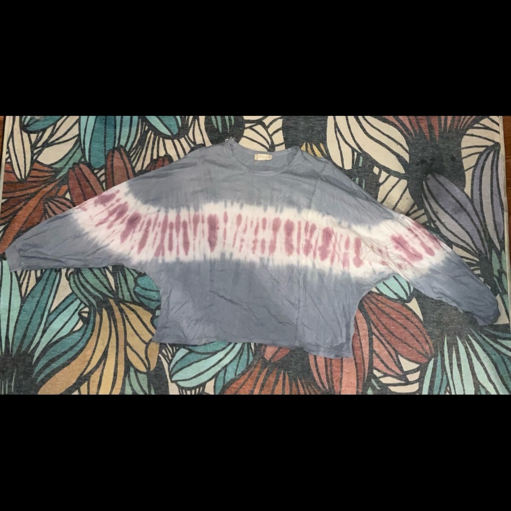 Long Sleeve Gray Purple Tie Dye Shirt